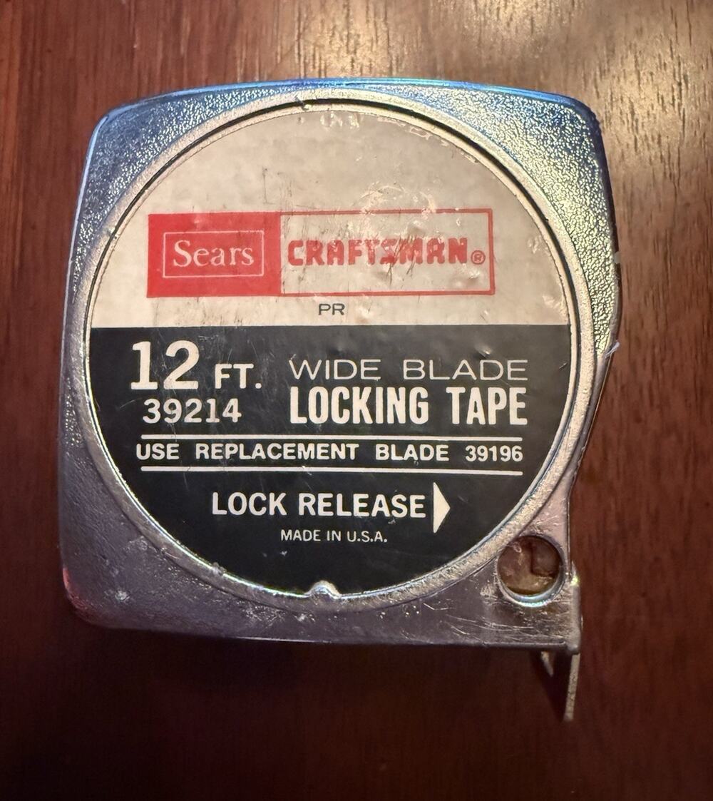 VINTAGE Sears Craftsman 39214 12ft Standard Measuring Tape Wide Blade Belt Clip